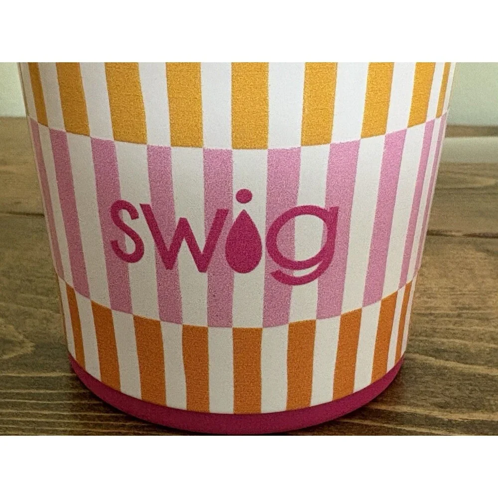 Swig Life Mega Mug Sherbet Stripe Tumbler w/Handle & Straw 40 Oz Cabana Stripe